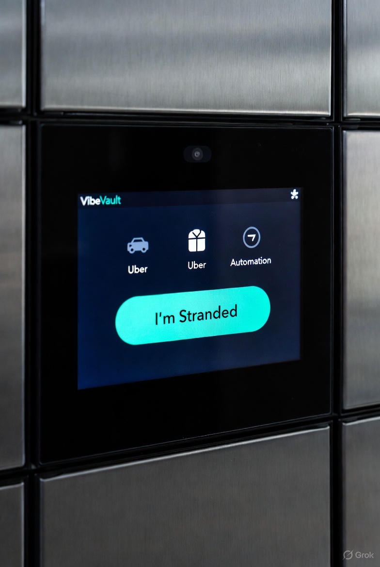 VibeVault pod touchscreen interface